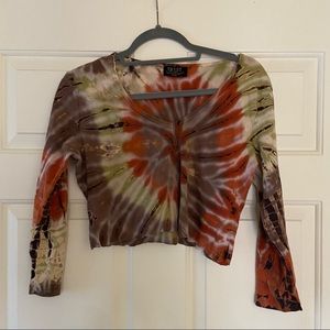 Half Sleeve Tie Dye Crop Top